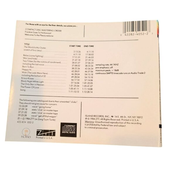 Frankie Goes To Hollywood CD "Welcome To The Pleasuredome" 37478cd - Picture 2 of 2